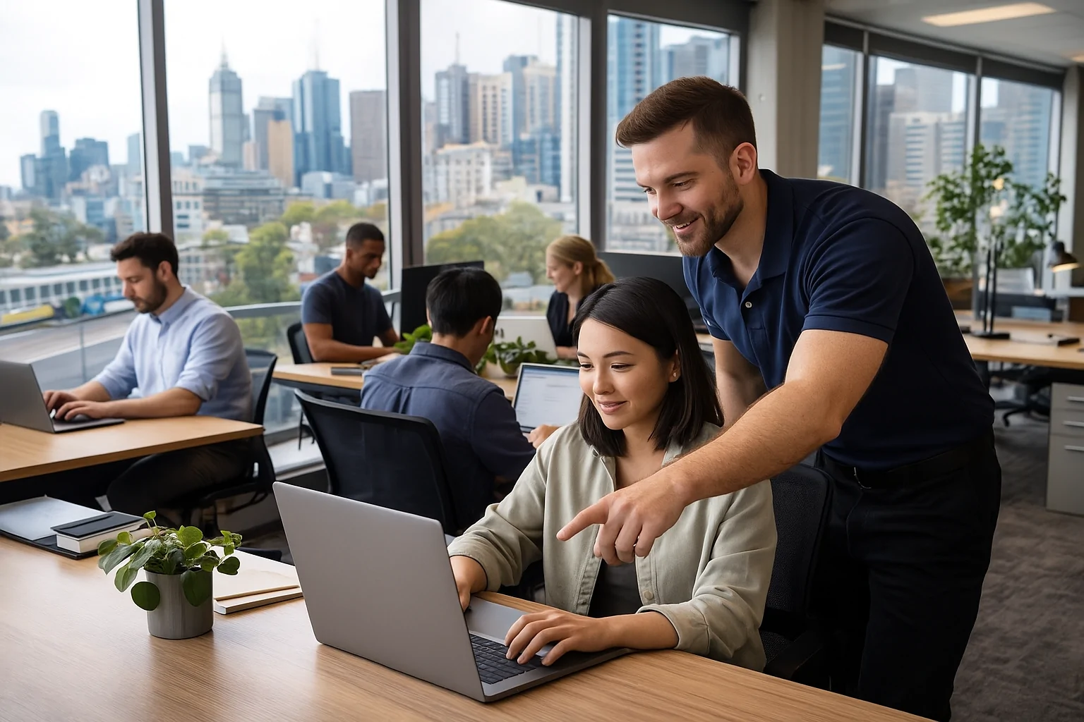 IT support technician helping staff in a small Melbourne office