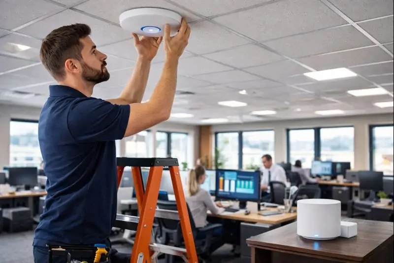 Professional installation of office Wi-Fi access points for a Melbourne business