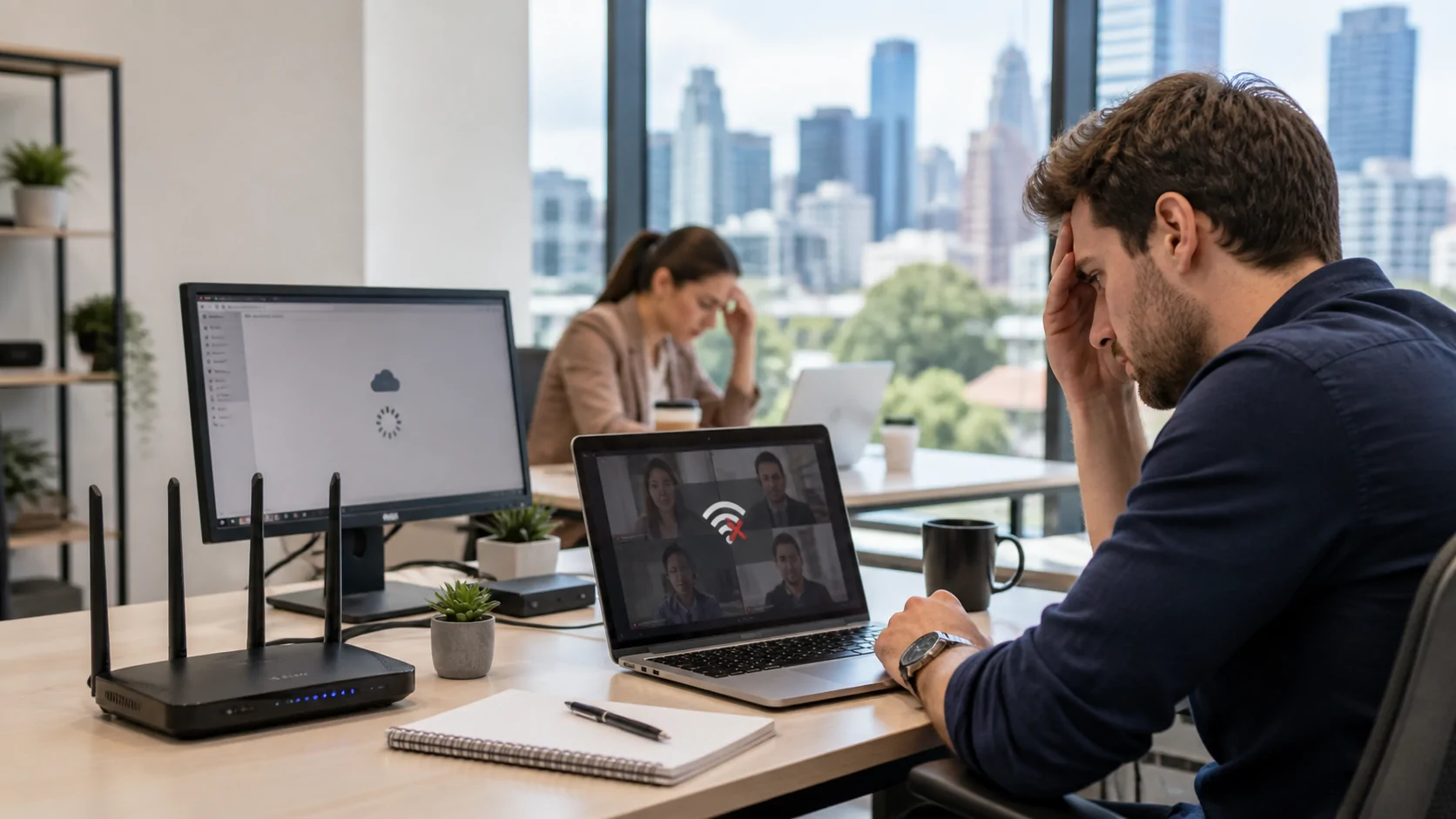 Small business office in Melbourne experiencing internet dropouts at work